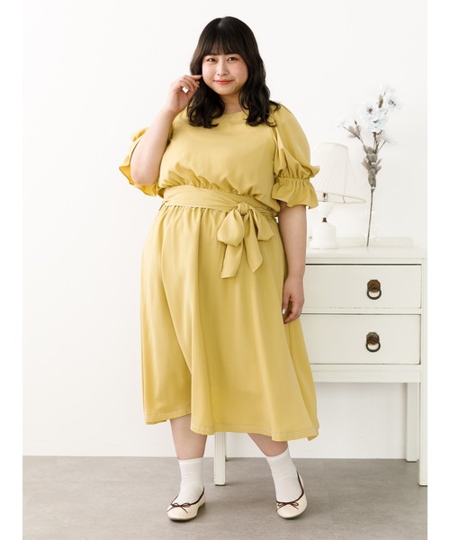 SLURR(スラ―)の「【大きいサイズ】リボン付ステッチフレアスカート(スカート・レディース・ブラック/イエロー/ライトベージュ・L)」の15枚目の写真