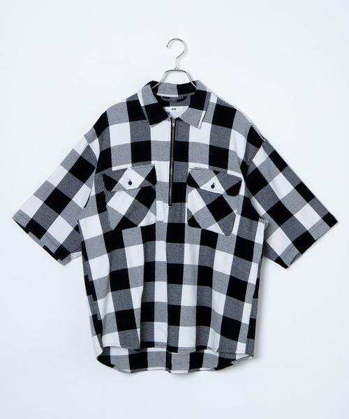 WEGO（ウィゴー）の「WEGO/ハーフジップバッファローチェックビックシャツ（シャツ/ブラウス・メンズ・ホワイト系その他2/グリーン系その他2・MEDIUM/LARGE）」の12枚目の写真