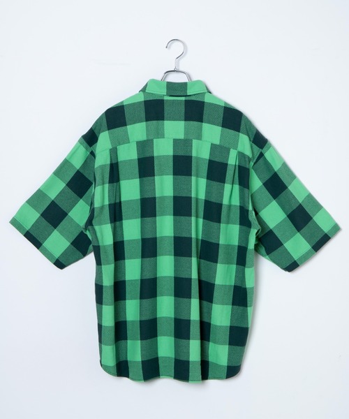 WEGO（ウィゴー）の「WEGO/ハーフジップバッファローチェックビックシャツ（シャツ/ブラウス・メンズ・ホワイト系その他2/グリーン系その他2・MEDIUM/LARGE）」の14枚目の写真
