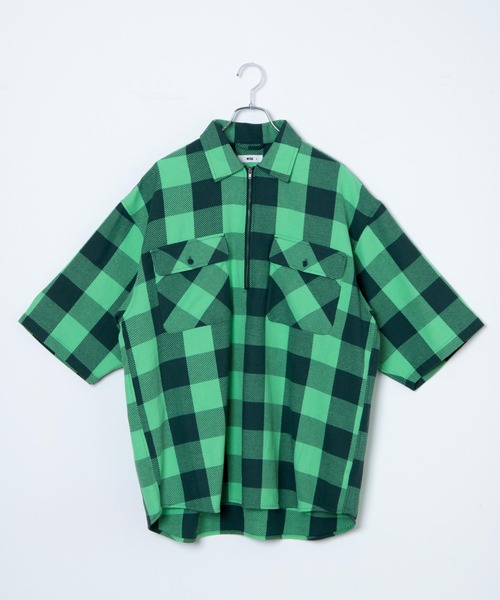 WEGO（ウィゴー）の「WEGO/ハーフジップバッファローチェックビックシャツ（シャツ/ブラウス・メンズ・ホワイト系その他2/グリーン系その他2・MEDIUM/LARGE）」の13枚目の写真