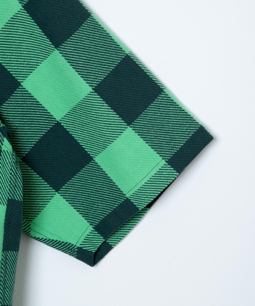 WEGO（ウィゴー）の「WEGO/ハーフジップバッファローチェックビックシャツ（シャツ/ブラウス・メンズ・ホワイト系その他2/グリーン系その他2・MEDIUM/LARGE）」の6枚目の写真