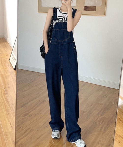 meJane（ミージェーン）の「ワイドデニムオーバーオール（サロペット/オーバーオール・レディース・インディゴブルー/ブルー・M/L）」の7枚目の写真
