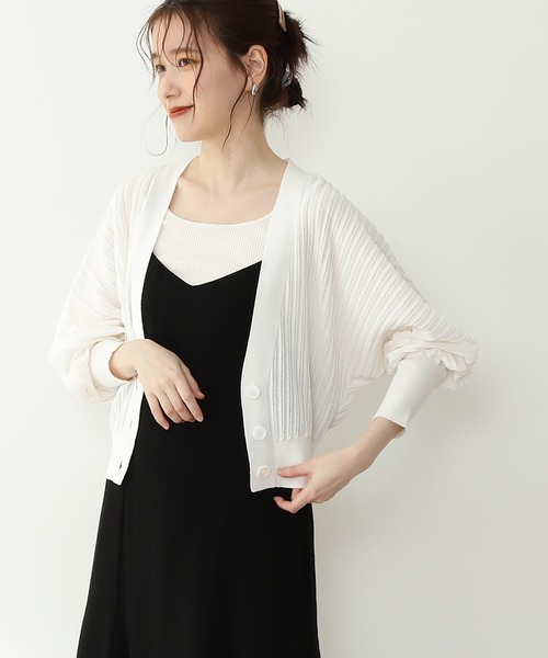 N.（N. Natural Beauty Basic）（エヌエヌナチュラルビューティーベーシック）の「◆透かし編みカーディガン（カーディガン/ボレロ・レディース・オフホワイト/ブルー/オレンジ・MEDIUM）」の2枚目の写真