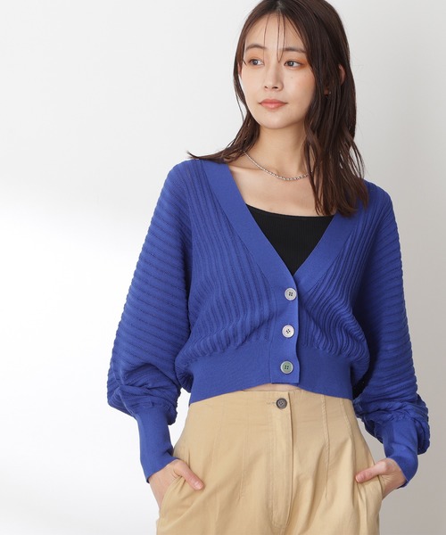 N.（N. Natural Beauty Basic）（エヌエヌナチュラルビューティーベーシック）の「◆透かし編みカーディガン（カーディガン/ボレロ・レディース・オフホワイト/ブルー/オレンジ・MEDIUM）」の3枚目の写真