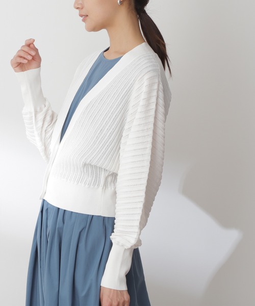 N.（N. Natural Beauty Basic）（エヌエヌナチュラルビューティーベーシック）の「◆透かし編みカーディガン（カーディガン/ボレロ・レディース・オフホワイト/ブルー/オレンジ・MEDIUM）」の12枚目の写真