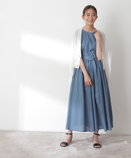 N.（N. Natural Beauty Basic）（エヌエヌナチュラルビューティーベーシック）の「◆透かし編みカーディガン（カーディガン/ボレロ・レディース・オフホワイト/ブルー/オレンジ・MEDIUM）」の4枚目の写真