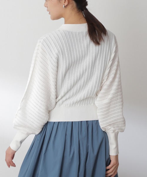 N.（N. Natural Beauty Basic）（エヌエヌナチュラルビューティーベーシック）の「◆透かし編みカーディガン（カーディガン/ボレロ・レディース・オフホワイト/ブルー/オレンジ・MEDIUM）」の14枚目の写真