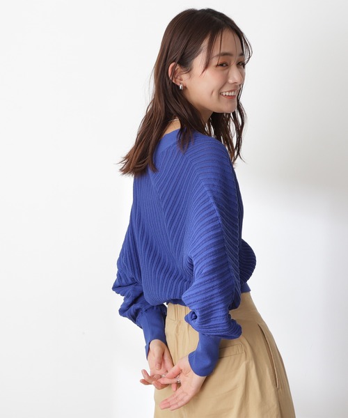 N.（N. Natural Beauty Basic）（エヌエヌナチュラルビューティーベーシック）の「◆透かし編みカーディガン（カーディガン/ボレロ・レディース・オフホワイト/ブルー/オレンジ・MEDIUM）」の8枚目の写真