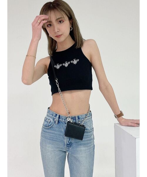 GYDA(ジェイダ)の「QUEEN BEEアメスリタンクトップ(タンクトップ・レディース・オフホワイト/ブラック・FREE)」の2枚目の写真