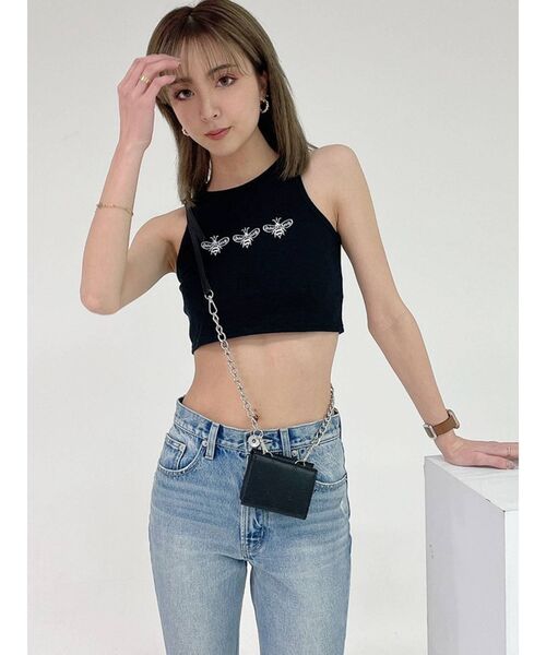 GYDA(ジェイダ)の「QUEEN BEEアメスリタンクトップ(タンクトップ・レディース・オフホワイト/ブラック・FREE)」の9枚目の写真