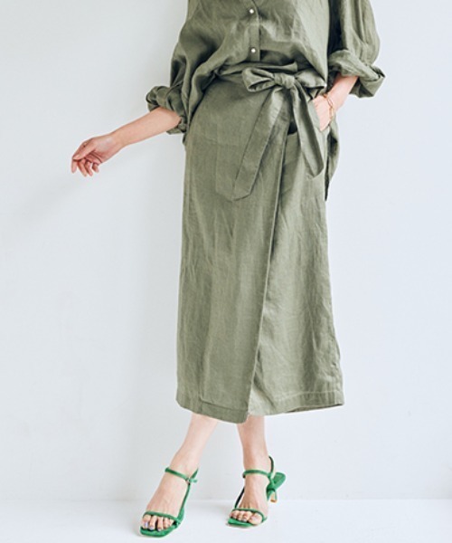 BARNYARDSTORM（バンヤードストーム）の「BARNYARDSTORM / 【WEB限定サイズXS】ラップ風リネンスカート（スカート・レディース・ブラック/ベージュ/カーキ・1/0/00）」の3枚目の写真