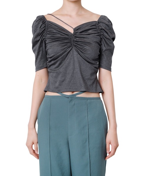 LE CIEL BLEU(ルシェルブルー)の「ギャザーディティールジャージートップス / Gather Detail Jersey Top(Tシャツ/カットソー・レディース・チャコールグレー/ブラック/パープル・38/36)」の10枚目の写真