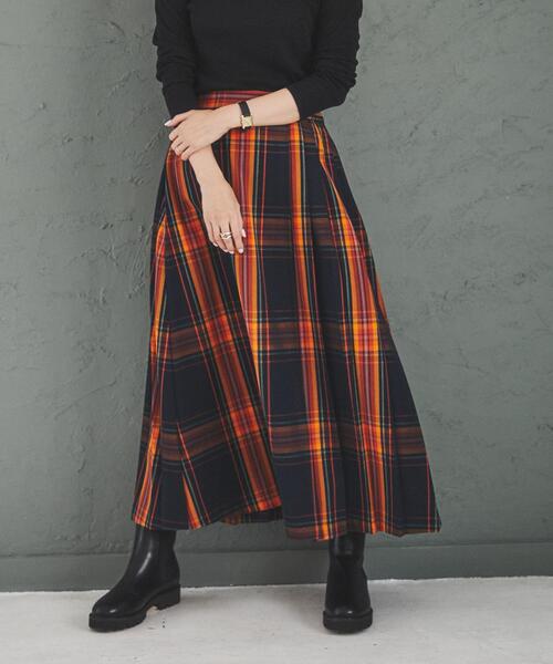 coen（コーエン）の「チェックプリーツスカート#（スカート・レディース・ダークグリーン/ネイビー/ピンク/イエロー・M/L）」の5枚目の写真