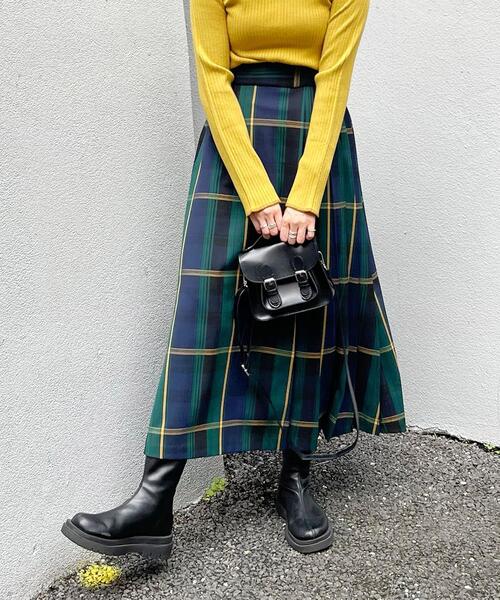 coen（コーエン）の「チェックプリーツスカート#（スカート・レディース・ダークグリーン/ネイビー/ピンク/イエロー・M/L）」の7枚目の写真