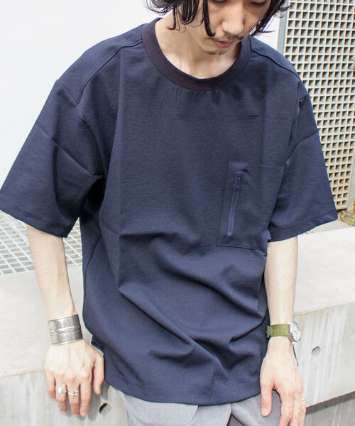 GLOSTER(グロスター)の「【GLOSTER/グロスター】EVALET プルオーバーTシャツ 吸水・吸汗・速乾性(Tシャツ/カットソー・メンズ・キャメル/グレイッシュベージュ/ダークネイビー・M/L)」の5枚目の写真