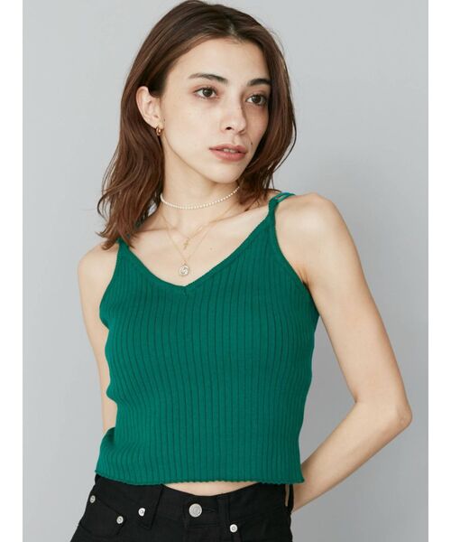 EVRIS(エヴリス)の「ダブルストラップニットキャミソール(ニット/セーター・レディース・ブラック/ブラウン/グリーン・FREE)」の3枚目の写真