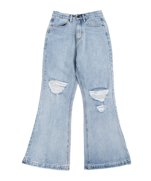 PUNYUS(プニュズ)の「ダメージフレアデニムパンツ(デニムパンツ・レディース・ライトブルー・1/2/3/4)」の11枚目の写真