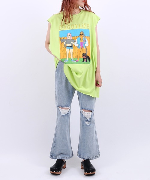 PUNYUS(プニュズ)の「ダメージフレアデニムパンツ(デニムパンツ・レディース・ライトブルー・1/2/3/4)」の16枚目の写真