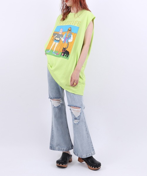 PUNYUS(プニュズ)の「ダメージフレアデニムパンツ(デニムパンツ・レディース・ライトブルー・1/2/3/4)」の17枚目の写真