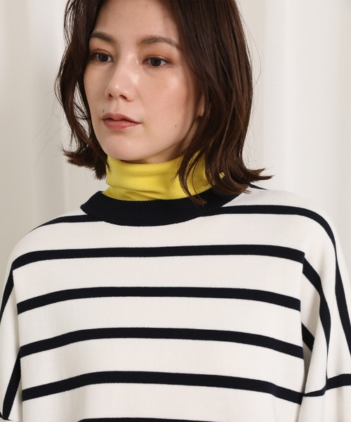 INED（イネド）の「ハイツイストコットンボーダーニット ゆったりシルエット もちっとした手触り（ニット/セーター・レディース・その他9・9号/7号）」の8枚目の写真