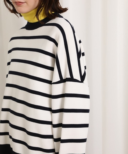 INED（イネド）の「ハイツイストコットンボーダーニット ゆったりシルエット もちっとした手触り（ニット/セーター・レディース・その他9・9号/7号）」の9枚目の写真