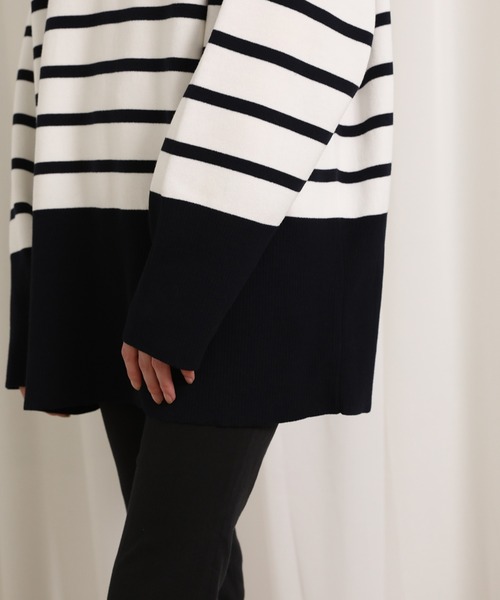 INED（イネド）の「ハイツイストコットンボーダーニット ゆったりシルエット もちっとした手触り（ニット/セーター・レディース・その他9・9号/7号）」の10枚目の写真