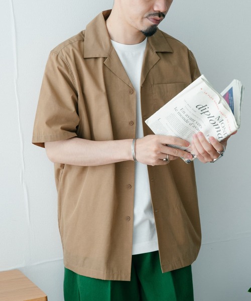 ITEMS URBANRESEARCH（アイテムズ アーバンリサーチ）の「『UR TECH Smart Linen Touch』EASYケアOPカラー半袖シャツ（シャツ/ブラウス・メンズ・ベージュ/ネイビー/オフホワイト/ブルー・MEDIUM/LARGE）」の13枚目の写真