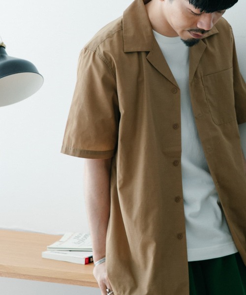 ITEMS URBANRESEARCH（アイテムズ アーバンリサーチ）の「『UR TECH Smart Linen Touch』EASYケアOPカラー半袖シャツ（シャツ/ブラウス・メンズ・ベージュ/ネイビー/オフホワイト/ブルー・MEDIUM/LARGE）」の14枚目の写真