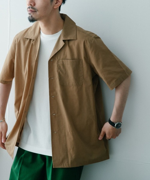 ITEMS URBANRESEARCH（アイテムズ アーバンリサーチ）の「『UR TECH Smart Linen Touch』EASYケアOPカラー半袖シャツ（シャツ/ブラウス・メンズ・ベージュ/ネイビー/オフホワイト/ブルー・MEDIUM/LARGE）」の16枚目の写真