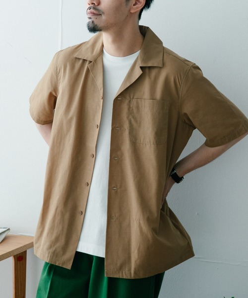 ITEMS URBANRESEARCH（アイテムズ アーバンリサーチ）の「『UR TECH Smart Linen Touch』EASYケアOPカラー半袖シャツ（シャツ/ブラウス・メンズ・ベージュ/ネイビー/オフホワイト/ブルー・MEDIUM/LARGE）」の17枚目の写真