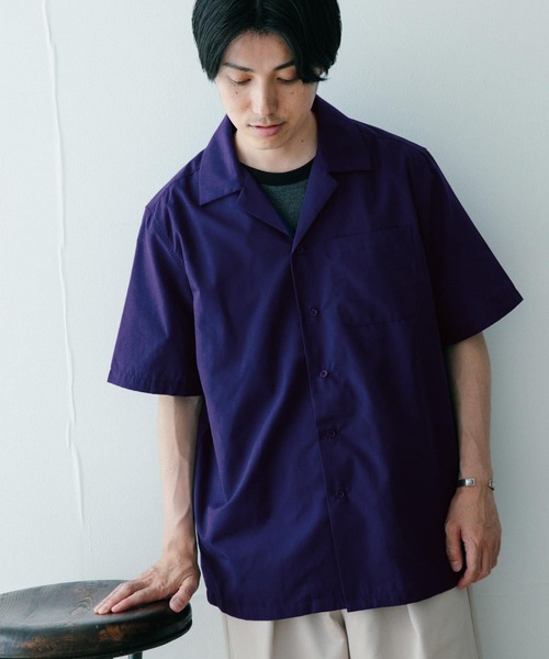 ITEMS URBANRESEARCH（アイテムズ アーバンリサーチ）の「『UR TECH Smart Linen Touch』EASYケアOPカラー半袖シャツ（シャツ/ブラウス・メンズ・ベージュ/ネイビー/オフホワイト/ブルー・MEDIUM/LARGE）」の21枚目の写真