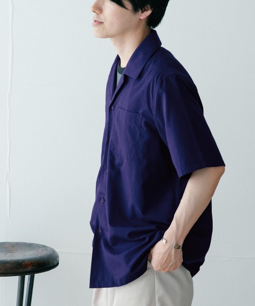 ITEMS URBANRESEARCH（アイテムズ アーバンリサーチ）の「『UR TECH Smart Linen Touch』EASYケアOPカラー半袖シャツ（シャツ/ブラウス・メンズ・ベージュ/ネイビー/オフホワイト/ブルー・MEDIUM/LARGE）」の22枚目の写真