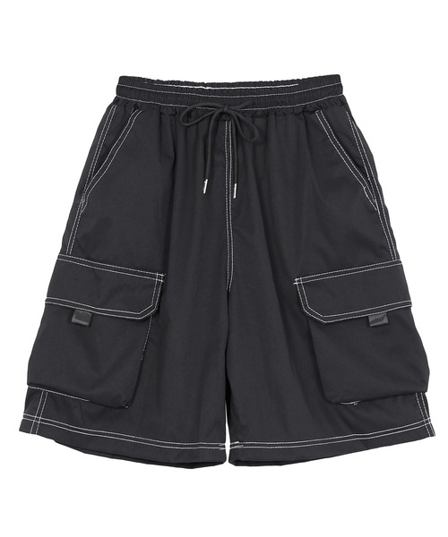 新品【トゥルーレリジョン】ステッチ カーゴショートパンツ 黒32(w86-90) Figments（フィグメンツ）の「ステッチカーゴショートパンツ