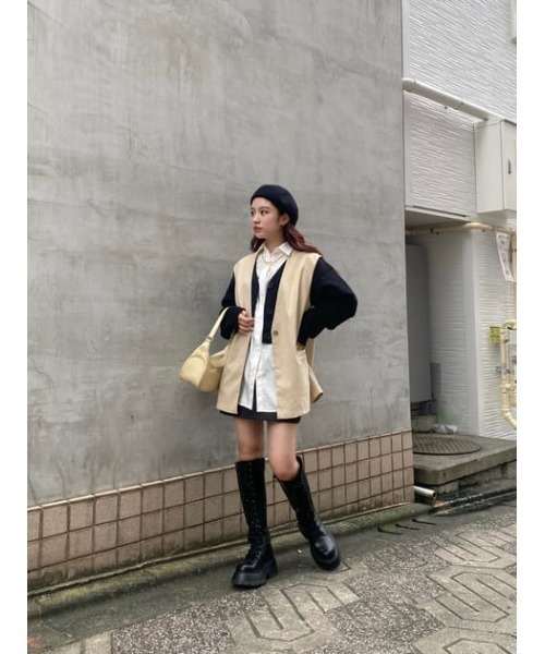 SLY(スライ)の「WOOL BERET ウール ベレー(ハンチング/ベレー帽・レディース・ブラック/ライトベージュ・FREE)」の18枚目の写真