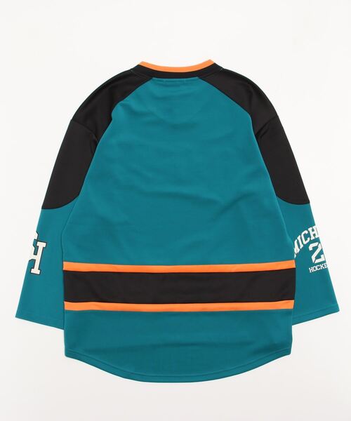 JOHN'S CLOSET(ジョンズクローゼット)の「【13】ロゴワッペン ビックシルエット ホッケーシャツ(その他トップス・メンズ・ホワイト/ブラック/ターコイズブルー・MEDIUM/LARGE)」の8枚目の写真