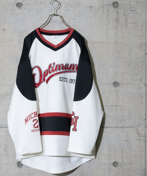 JOHN'S CLOSET(ジョンズクローゼット)の「【13】ロゴワッペン ビックシルエット ホッケーシャツ(その他トップス・メンズ・ホワイト/ブラック/ターコイズブルー・MEDIUM/LARGE)」の2枚目の写真