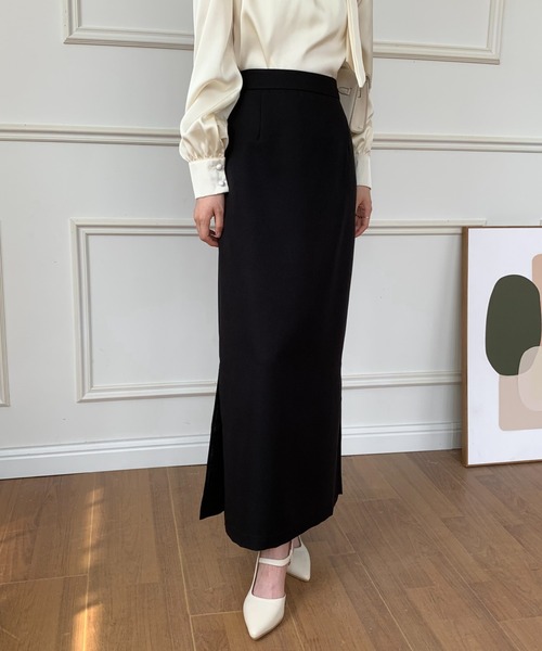 ECLIN(エクラン)の「サイドスリットハイウエストロングスカート(スカート・レディース・ブラック/ダークブラウン/ベージュ・S/M)」の6枚目の写真