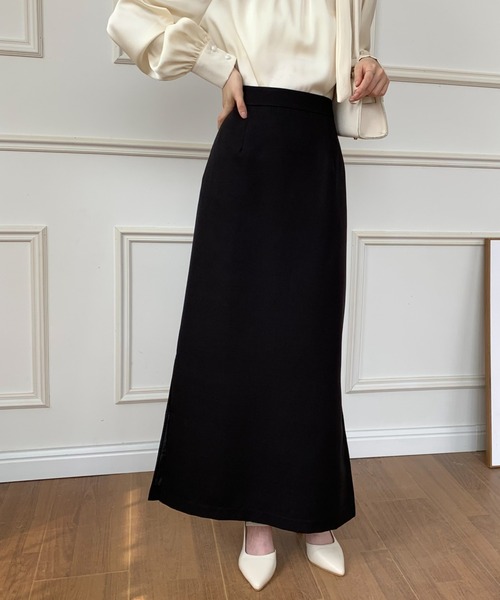 ECLIN(エクラン)の「サイドスリットハイウエストロングスカート(スカート・レディース・ブラック/ダークブラウン/ベージュ・S/M)」の7枚目の写真