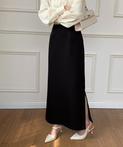 ECLIN(エクラン)の「サイドスリットハイウエストロングスカート(スカート・レディース・ブラック/ダークブラウン/ベージュ・S/M)」の11枚目の写真