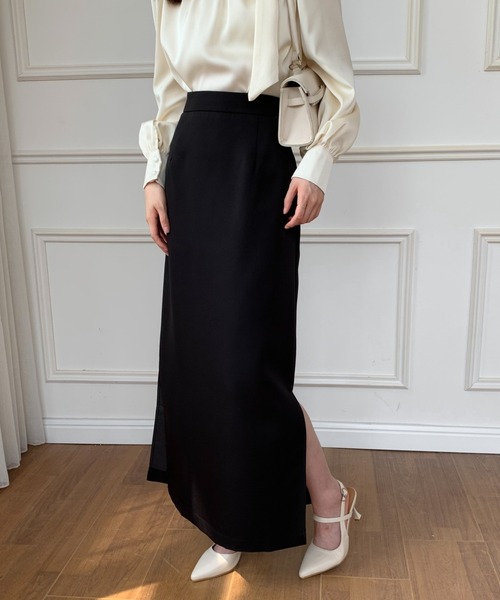 ECLIN(エクラン)の「サイドスリットハイウエストロングスカート(スカート・レディース・ブラック/ダークブラウン/ベージュ・S/M)」の12枚目の写真