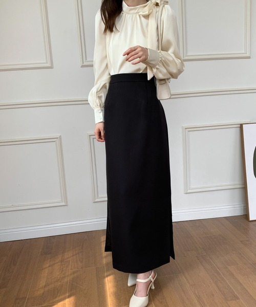 ECLIN(エクラン)の「サイドスリットハイウエストロングスカート(スカート・レディース・ブラック/ダークブラウン/ベージュ・S/M)」の16枚目の写真