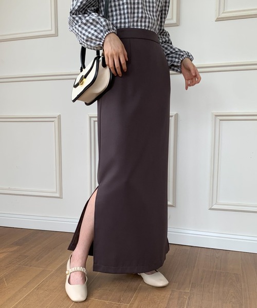 ECLIN(エクラン)の「サイドスリットハイウエストロングスカート(スカート・レディース・ブラック/ダークブラウン/ベージュ・S/M)」の22枚目の写真