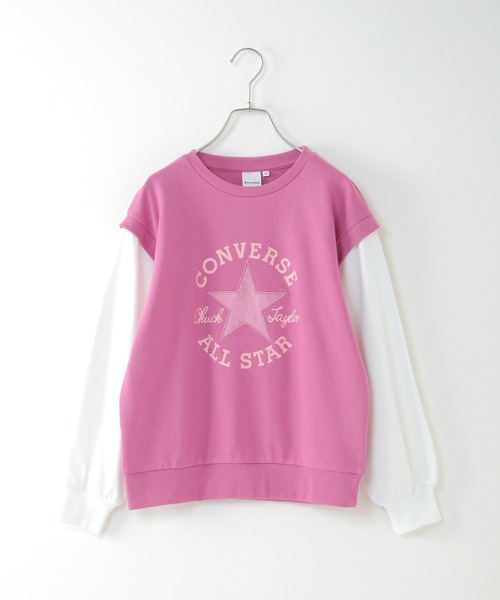 CONVERSE ALL STAR(コンバースオールスター)の「【キッズ】CONVERSE コンバース オールスター 袖レイヤートレーナー(130 ~160cm)(スウェット・キッズ・スカイブルー/スモークピンク・130/140/150/160)」の12枚目の写真