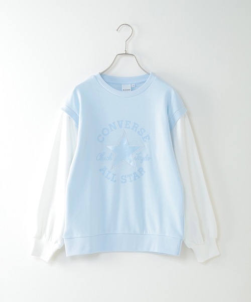 CONVERSE ALL STAR(コンバースオールスター)の「【キッズ】CONVERSE コンバース オールスター 袖レイヤートレーナー(130 ~160cm)(スウェット・キッズ・スカイブルー/スモークピンク・130/140/150/160)」の11枚目の写真
