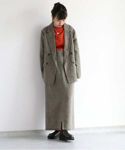 cepo（セポ）の「ツイードライク テーラードジャケット　セットアップ可能（テーラードジャケット・レディース・ブラウン/グレー・M）」の2枚目の写真