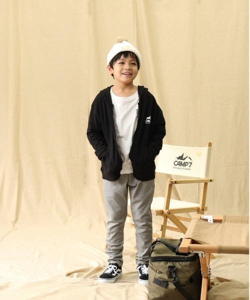 CAMP7(キャンプセブン)の「【CAMP7】ロゴジップパーカー(パーカー・キッズ・ブラック/グレー・120/130/105/140/150/160)」の17枚目の写真