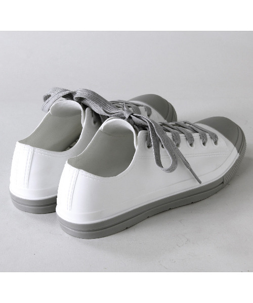 SPICE OF LIFE（スパイス オブ ライフ）の「【在庫限り】PVC レインスニーカー バイカラー ホワイト×グレー/ブルー×ホワイト（レインシューズ・レディース・ホワイト×グレー/ブルー/ブラウン・S/L/M）」の8枚目の写真