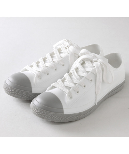 SPICE OF LIFE（スパイス オブ ライフ）の「【在庫限り】PVC レインスニーカー バイカラー ホワイト×グレー/ブルー×ホワイト（レインシューズ・レディース・ホワイト×グレー/ブルー/ブラウン・S/L/M）」の6枚目の写真