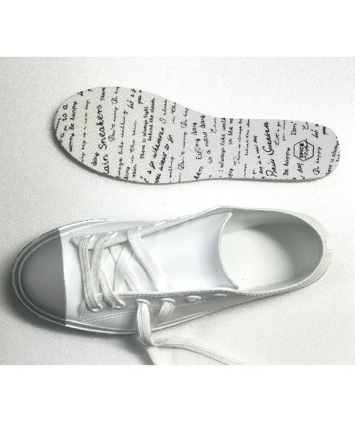 SPICE OF LIFE（スパイス オブ ライフ）の「【在庫限り】PVC レインスニーカー バイカラー ホワイト×グレー/ブルー×ホワイト（レインシューズ・レディース・ホワイト×グレー/ブルー/ブラウン・S/L/M）」の9枚目の写真