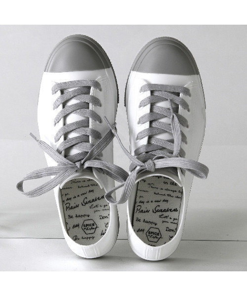 SPICE OF LIFE（スパイス オブ ライフ）の「【在庫限り】PVC レインスニーカー バイカラー ホワイト×グレー/ブルー×ホワイト（レインシューズ・レディース・ホワイト×グレー/ブルー/ブラウン・S/L/M）」の7枚目の写真